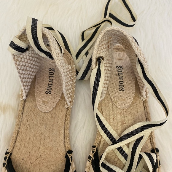 Soludos Lace Up Striped Espadrille Sandals Size 10 - Picture 2 of 11